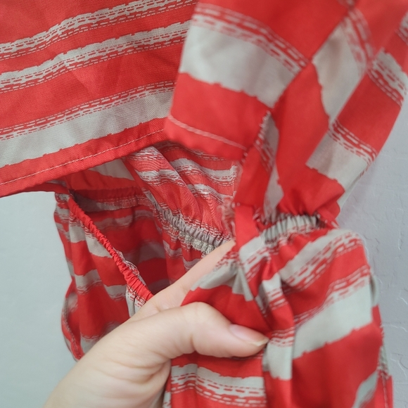 Love Ari Red & Tan Striped Draped Neck Mini Dress Women's Size Large - Picture 6 of 14